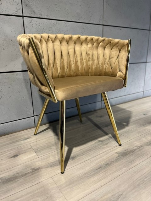 Krzesło plecione Lugano fotel TRECCIA SAND VELVET GOLD II gatunek