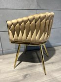 Krzesło plecione Lugano fotel TRECCIA SAND VELVET GOLD II gatunek