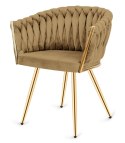 Krzesło plecione Lugano fotel TRECCIA SAND VELVET GOLD