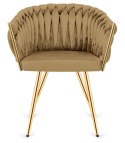 Krzesło plecione Lugano fotel TRECCIA SAND VELVET GOLD