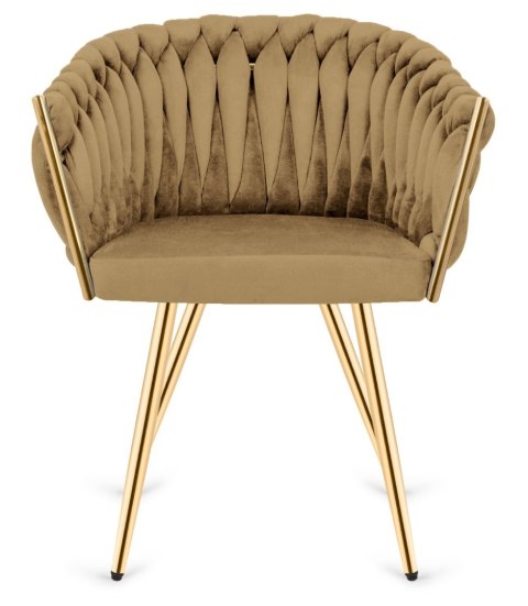 Krzesło plecione Lugano fotel TRECCIA SAND VELVET GOLD