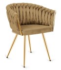 Krzesło plecione Lugano fotel TRECCIA SAND VELVET GOLD