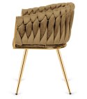 Krzesło plecione Lugano fotel TRECCIA SAND VELVET GOLD