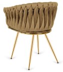 Krzesło plecione Lugano fotel TRECCIA SAND VELVET GOLD