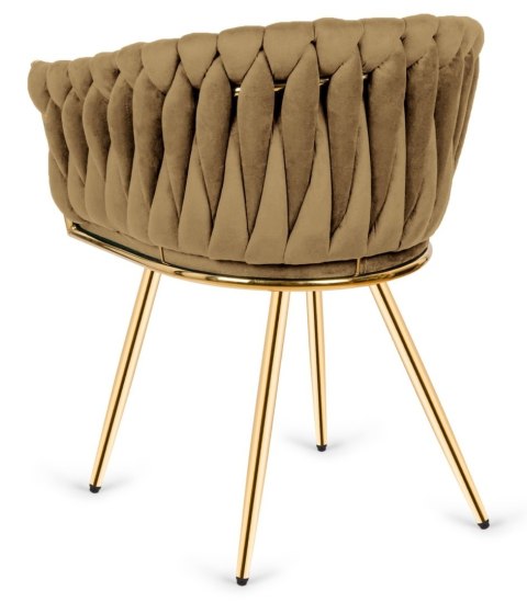 Krzesło plecione Lugano fotel TRECCIA SAND VELVET GOLD