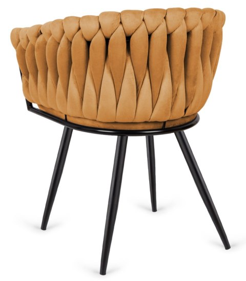 Krzesło plecione Lugano fotel TRECCIA SAND VELVET SMOKE