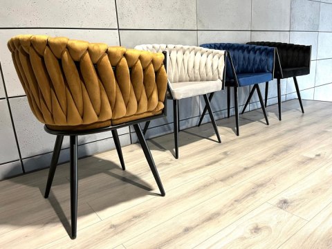 Krzesło plecione Lugano fotel TRECCIA SAND VELVET SMOKE