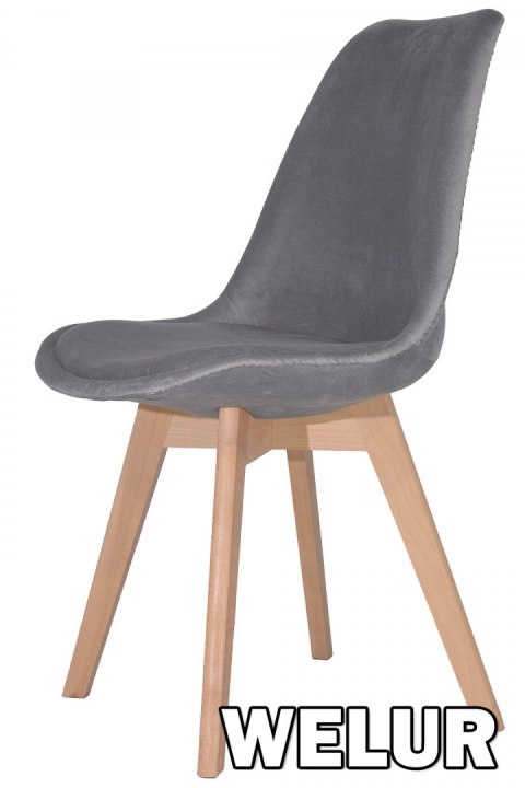 Krzesło skandynawskie MONZA GRANDE GREY VELVET II GATUNEK