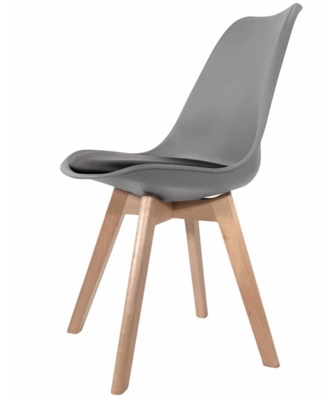 Krzesło skandynawskie MONZA LIGHT GREY - Black PU OUTLET