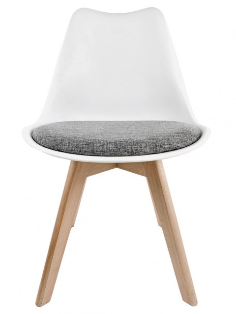 Krzesło skandynawskie MONZA WHITE - Grey Fabric II