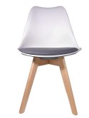 Krzesło skandynawskie MONZA WHITE - LIGHT GREY PU
