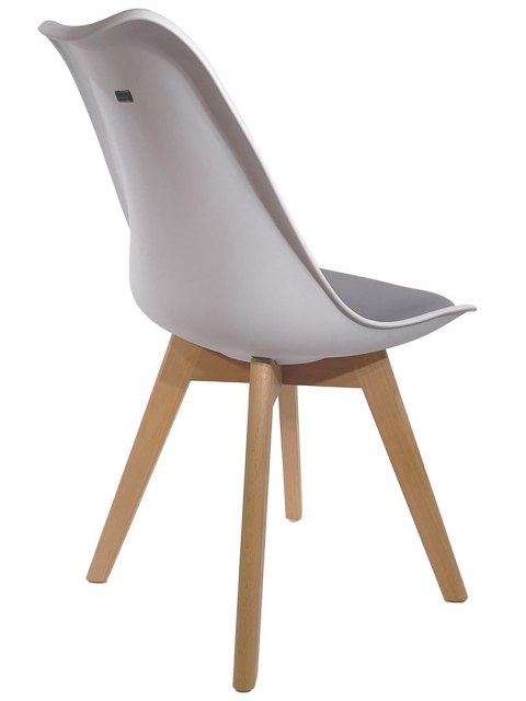 Krzesło skandynawskie MONZA WHITE - LIGHT GREY PU