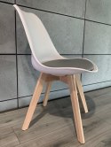 Krzesło skandynawskie MONZA WHITE - LIGHT GREY PU