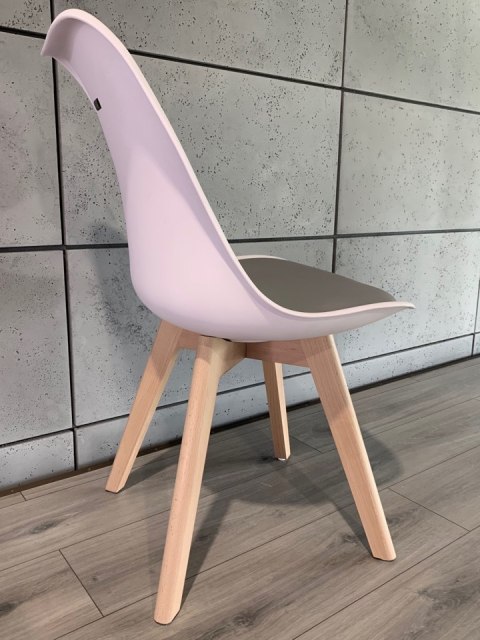 Krzesło skandynawskie MONZA WHITE - LIGHT GREY PU