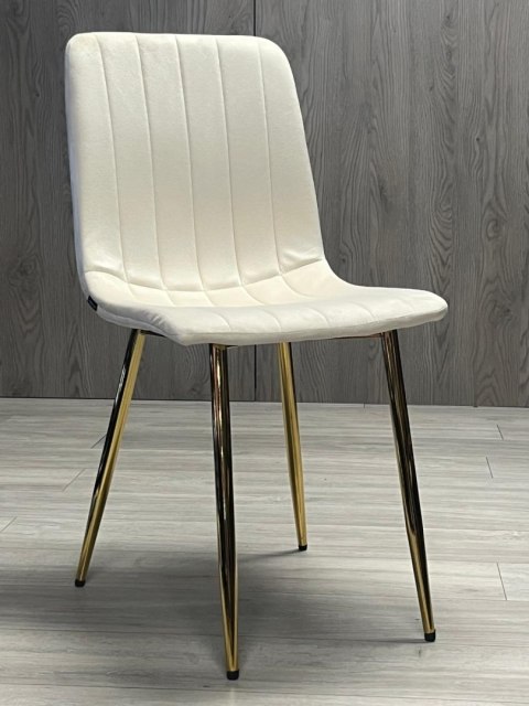 Krzesło tapicerowane AURORA VELVET BEIGE GOLD