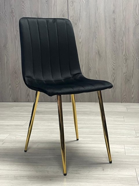 Krzesło tapicerowane AURORA VELVET BLACK GOLD