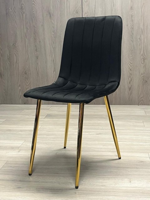 Krzesło tapicerowane AURORA VELVET BLACK GOLD