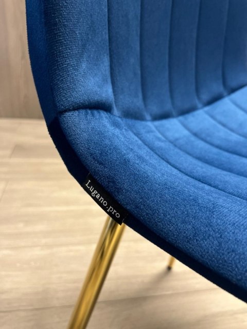 Krzesło tapicerowane AURORA VELVET NAVY BLUE GOLD