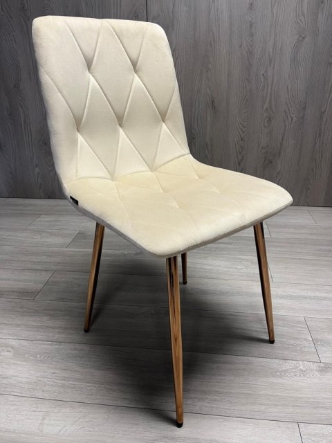 Krzesło tapicerowane BORGO VELVET BEIGE ROSE GOLD