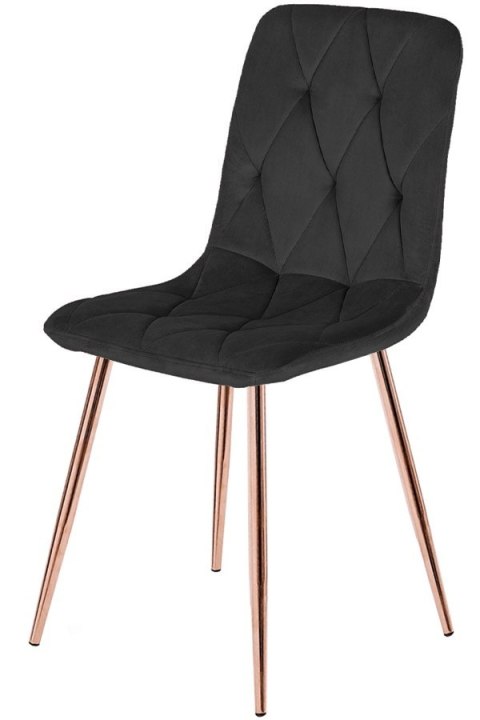 Krzesło tapicerowane BORGO VELVET BLACK ROSE GOLD