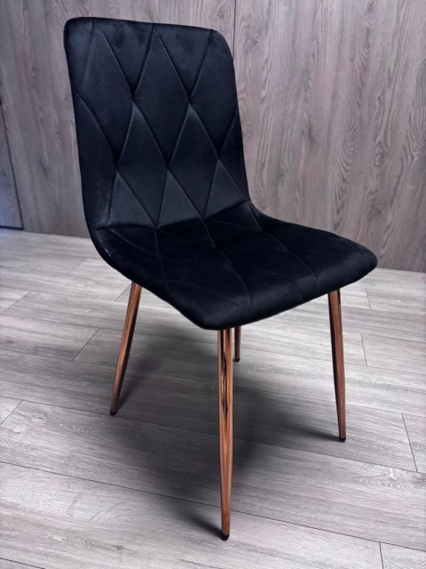 Krzesło tapicerowane BORGO VELVET BLACK ROSE GOLD