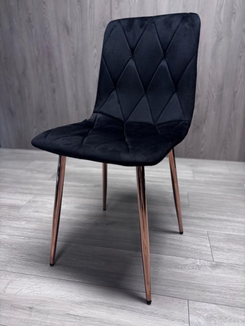 Krzesło tapicerowane BORGO VELVET BLACK ROSE GOLD