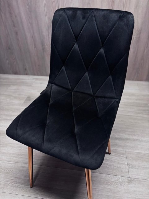 Krzesło tapicerowane BORGO VELVET BLACK ROSE GOLD