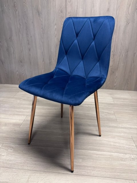Krzesło tapicerowane BORGO VELVET BLUE ROSE GOLD