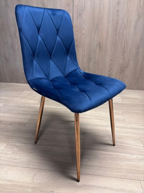 Krzesło tapicerowane BORGO VELVET BLUE ROSE GOLD