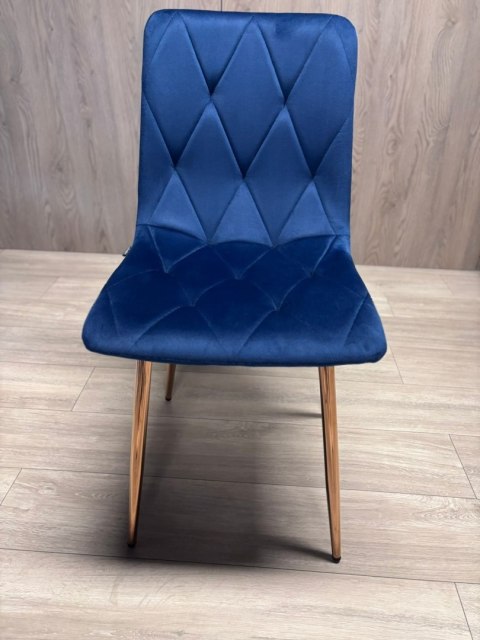 Krzesło tapicerowane BORGO VELVET BLUE ROSE GOLD
