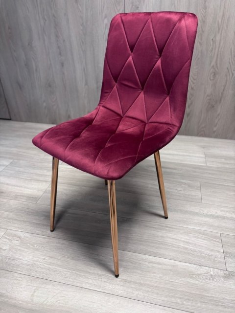 Krzesło tapicerowane BORGO VELVET BURGUNDY ROSE GOLD