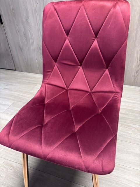 Krzesło tapicerowane BORGO VELVET BURGUNDY ROSE GOLD