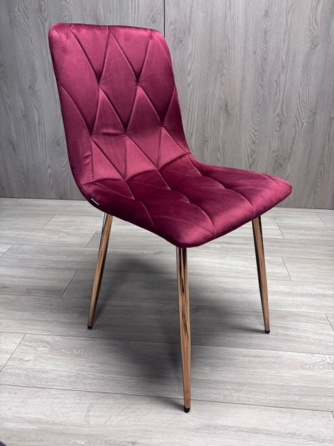 Krzesło tapicerowane BORGO VELVET BURGUNDY ROSE GOLD