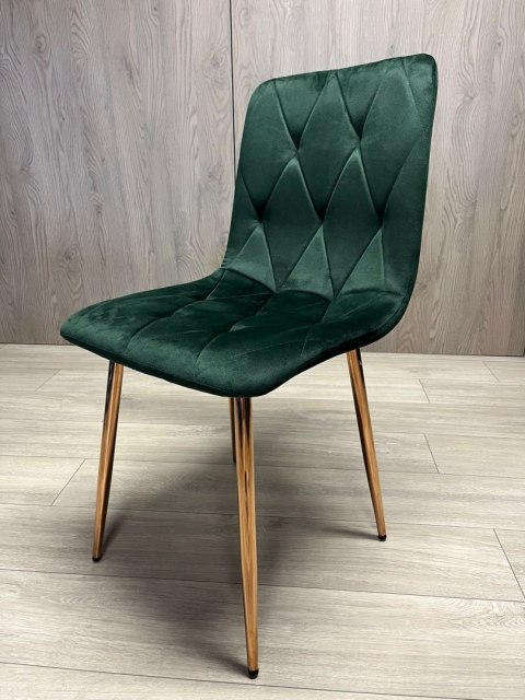 Krzesło tapicerowane BORGO VELVET GREEN FOREST ROSE GOLD