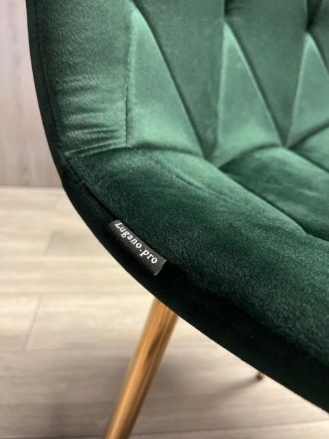 Krzesło tapicerowane BORGO VELVET GREEN FOREST ROSE GOLD