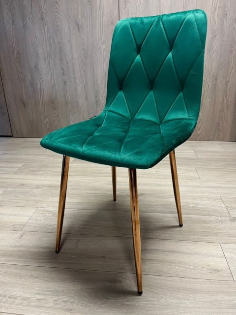 Krzesło tapicerowane BORGO VELVET GREEN ROSE GOLD