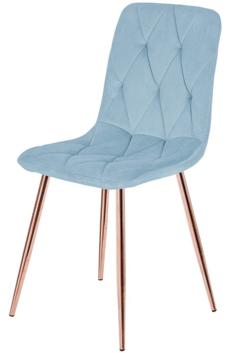 Krzesło tapicerowane BORGO VELVET LIGHT BLUE ROSE GOLD