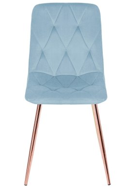 Krzesło tapicerowane BORGO VELVET LIGHT BLUE ROSE GOLD