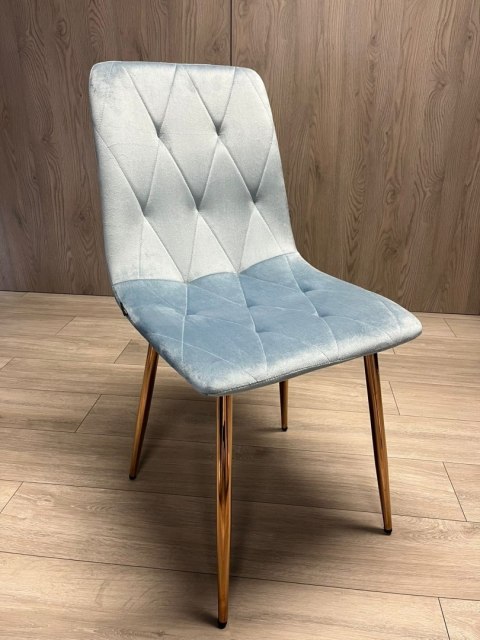 Krzesło tapicerowane BORGO VELVET LIGHT BLUE ROSE GOLD