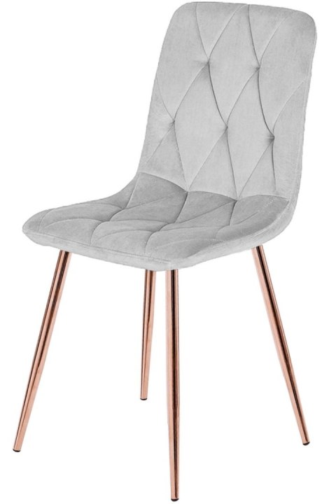 Krzesło tapicerowane BORGO VELVET LIGHT GREY ROSE GOLD