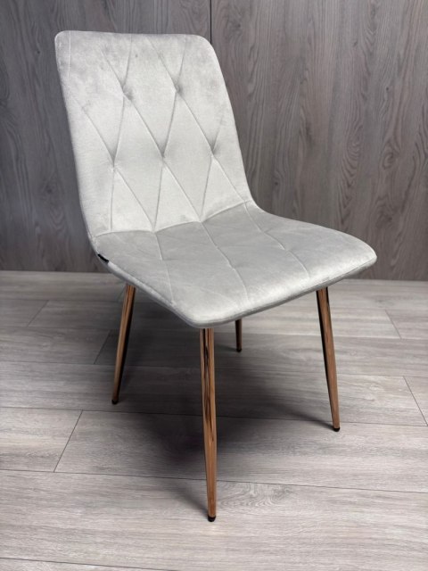 Krzesło tapicerowane BORGO VELVET LIGHT GREY ROSE GOLD