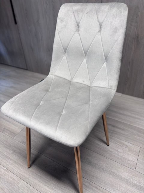 Krzesło tapicerowane BORGO VELVET LIGHT GREY ROSE GOLD