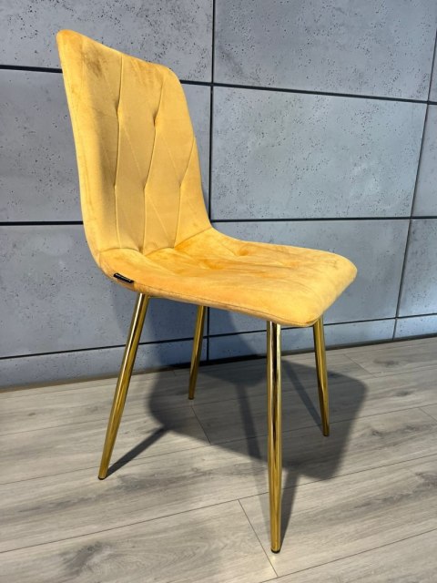 Krzesło tapicerowane BORGO VELVET MUSTARD GOLD