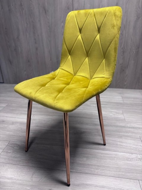 Krzesło tapicerowane BORGO VELVET OLIVE ROSE GOLD