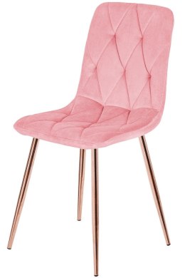 Krzesło tapicerowane BORGO VELVET PINK ROSE GOLD