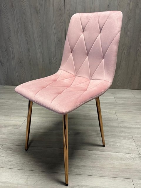 Krzesło tapicerowane BORGO VELVET PINK ROSE GOLD