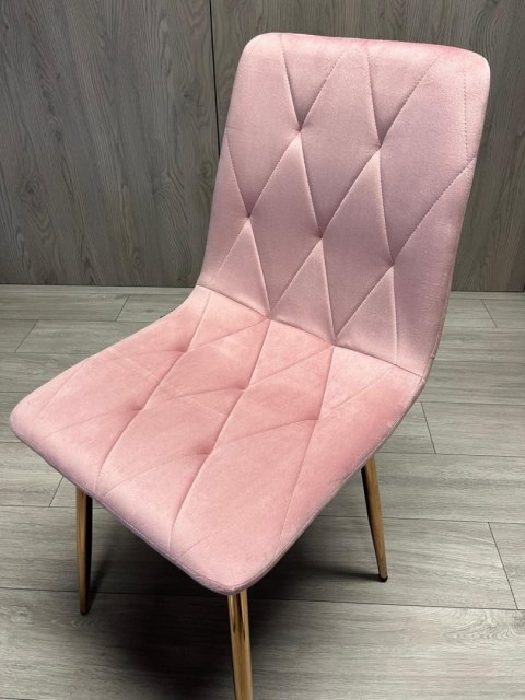 Krzesło tapicerowane BORGO VELVET PINK ROSE GOLD