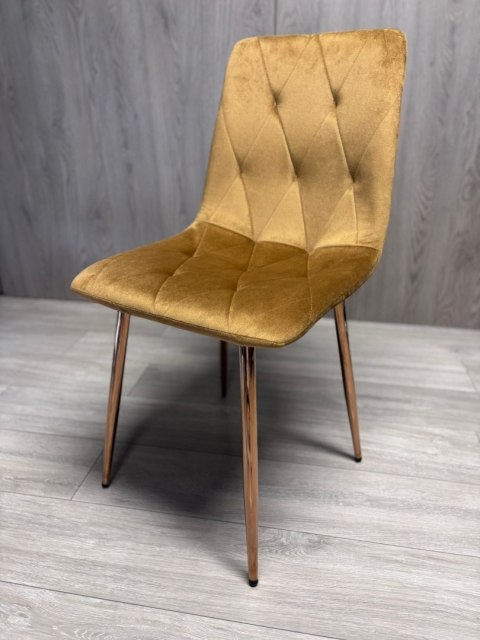Krzesło tapicerowane BORGO VELVET TRUFLE ROSE GOLD