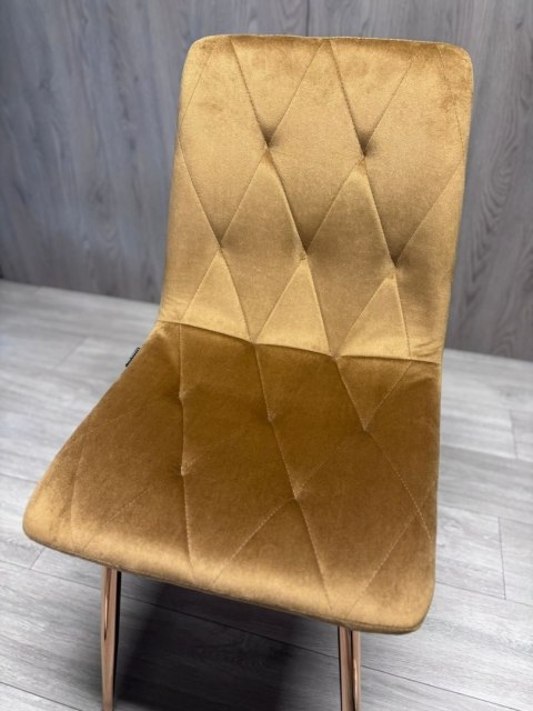 Krzesło tapicerowane BORGO VELVET TRUFLE ROSE GOLD