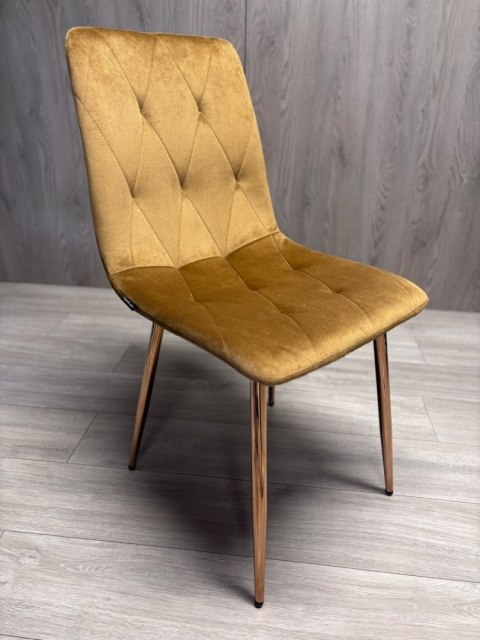 Krzesło tapicerowane BORGO VELVET TRUFLE ROSE GOLD
